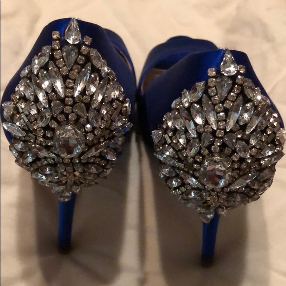 Badgley Mischka Sapphire Satin Platform High Heels